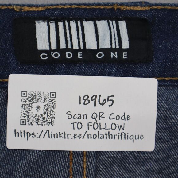 Code One Pants Mens 38 Blue Denim High Waist Flat Front Straight Leg Jeans - Picture 2 of 16